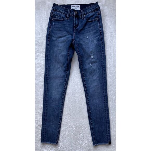 NWT Nancy Rose Mia Skinny Mid Rise Stretch Frayed Raw Hem Distressed Jeans - Picture 10 of 16